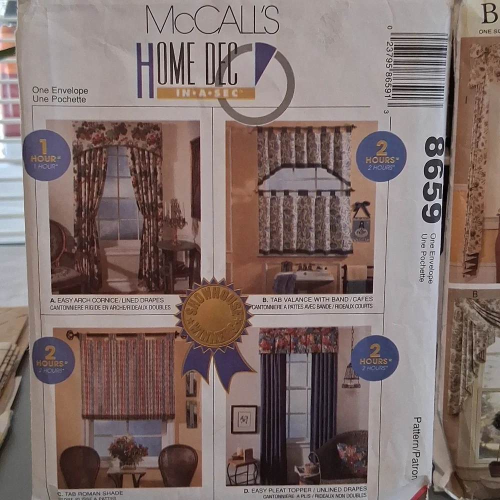 Butterick Waverly  McCall's Home Dec Window Treatment Patterns Curtain Patterns